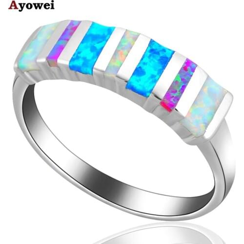 Ayowei Precious Color Fire Opal Love Gift 925 Silver Fashion Jewelry Ring for Women USA Sz #5#6#7#8#9#10 OR877A