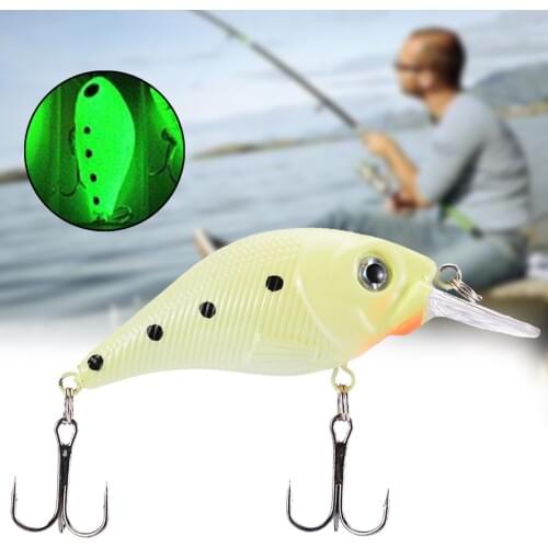1Pcs 3D Luminous Fishing Lure Minnow Night Fishing Lure Bass Crankbait Crank Bait Hooks Wobbler Fish Tackle