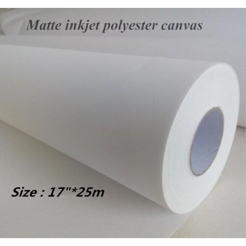 17in*25m 260gsm Inkjet Matte Canvas, Polyester Canvas Roll, Waterproof