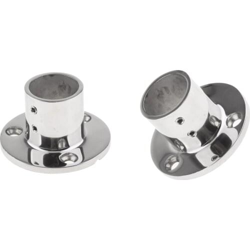 2X Marine Cast Stainless Steel 90 Degree Round Base Rail Mount 1-1 / 4 "Tube