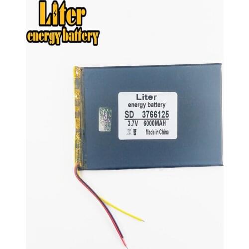 3 line 3.7V,6000mAH 3766125 Polymer lithium ion / Li-ion battery for tablet pc BANK,GPS,mp3,mp4