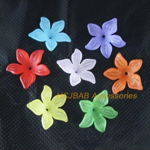 35 New Star Acrylic Charms Plastic Flower Spacer Beads End Caps Mixed 28mm