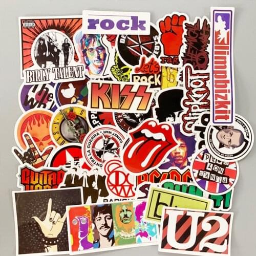 52Pcs Rock Music Band Stickers Vinyl Graffiti Decals Pack for Teen Girl Boy Stationery Notebook Laptop Luggage Skateboard Decor