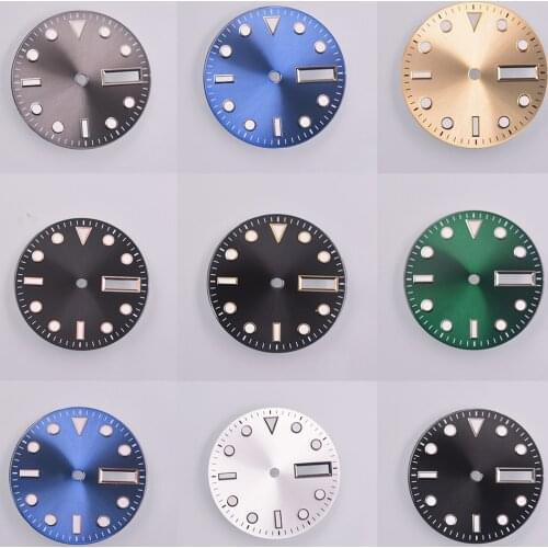 28.5mm accessories modified watch green luminous aseptic dial suitable for NH36 movement