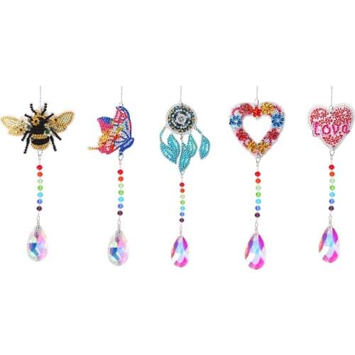 DIY 5D Diamond Painting Mosaic Sun Catcher Jewelry Kit Rhinestone Wind Chime Crystal Light Catching Hanging Pendant Crafts Decor