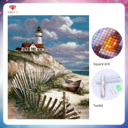 YIKELA Diamond Painting Embroidery DIY 5D Scenery Decorative Painting Kits Full Drill Mosaic Painting Cross Stitch Wall Decor