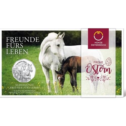 Austria 2020 Easter Series Horse 5 Euro Commemorative Silver Coin Official Card 100% Original Coins Real Euro Coin