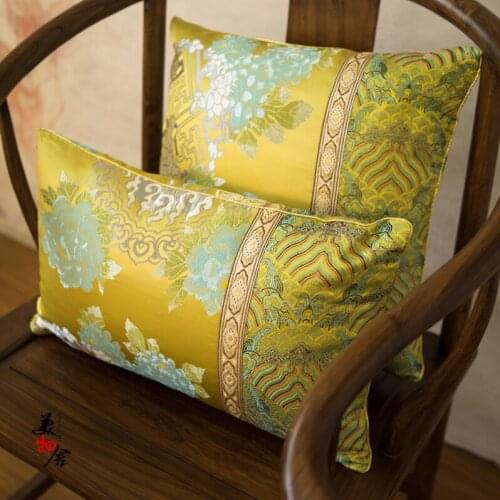 Freeshipping Pillow Case Luxury Blue Peony Embroidery Wedding Room Sofa Chair Bedding Hotel Decorative Cushion Cover Pillowslip