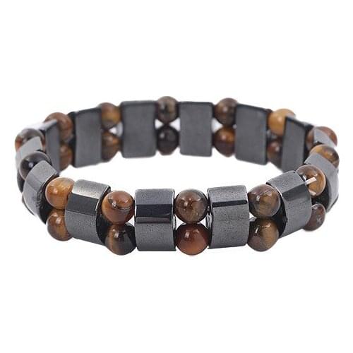 Natural Black Gallstone And Tiger Eyes Stone Health Bracelet 16cm Adjustment
