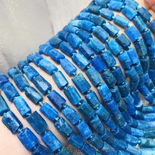 Loose beads pillar blue apitite 6*10mm 14" for DIY jewelry making FPPJ wholesale beads nature gem stone