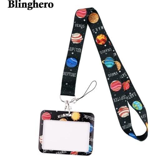 CB655 New Fashion Space Lanyard Card ID Badge Holder Keychain Pass Gym Mobile Kids Key Holder Key Rings gifts