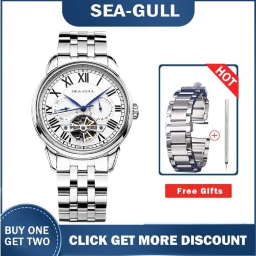 Genuine Seagull 816.520 Mechanical mens Watch transperant case back flywheel