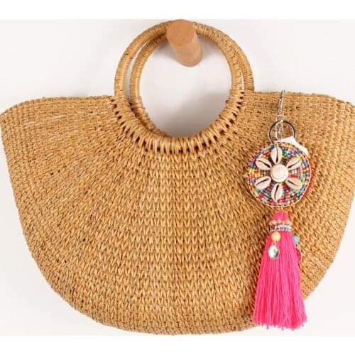 Bohemia Colorful Tassel Keyring Handbag Beach Shell Pendants For Women Girl Bag Jewelry Accessories