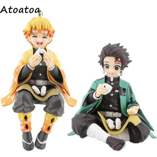 2021 New Premium Chokonose Figure Anime Demon Slayer Kamado Tanjirou Agatsuma Zenitsu Eat Rice Balls PVC Action Figure