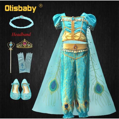 Boutique Gorgeous Belly Dance Dress Suit Aladdins Lamp Girls Fancy Dress Up Halloween Christmas Jasmine Costume Child Cosplay