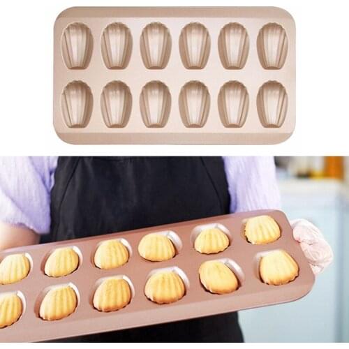 12 Cavity Shell Madeleine Pan Mold Stainless Steel Thickened Baking Mold Shell Biscuits Cake Bakeware Practical Kitchen Tools
