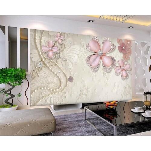 Beibehang Photo Wallpaper European 3D Diamond Flower Jewelry Mural Living Room TV Sofa Background wall papers home decor mural