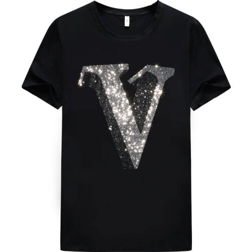 Summer plus size T-shirt Modal Round Neck Hot Rhinestone Short Sleeve T-shirt Men New Trendy Fat Loose Large Size 10XL