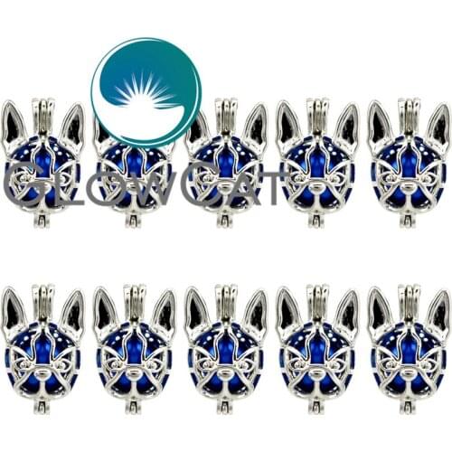 GLOWCAT 10x K690 Boston Terrier Dog Chihuahua Beads Cage Perfume Essential Oil Diffuser Pearl Cage Locket Pendant Jewelry Making