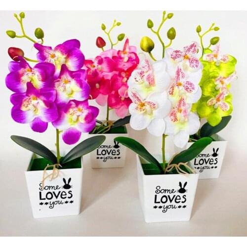 Artificial Butterfly Orchid Bonsai Fake Flower with Pot Wedding Decoration Stage Party Garden Home Decor Furniture Decor