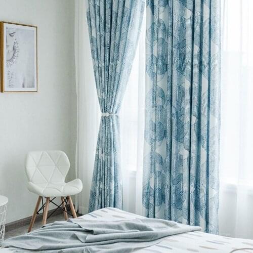 Custom Curtains for Living Room Bedroom Jacquard Curtains Printed Curtain Fabric Shade Leaves Chinese Curtains Tulle Decoration