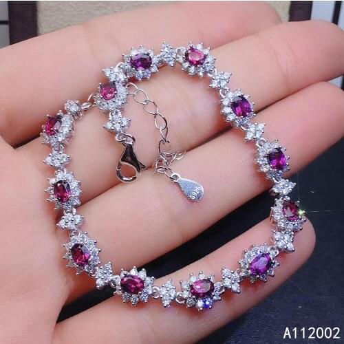 KJJEAXCMY fine jewelry natural garnet 925 sterling silver new women gemstone hand bracelet support test elegant