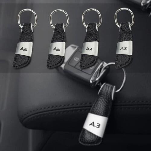 Leather Car Keychain Key Ring For Audi A4 A3 8P 8V 8L A4 B6 B8 B7 B5 B9 A6 C5 C6 C7 4F A5 A7 TT MK1 Key Holder Key Chain Keyring