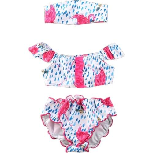 Toddler Baby Girl Swim Wear 2020 Flamingo Bikini Set Cute Swimwear Swimsuit Beachwear Outfit