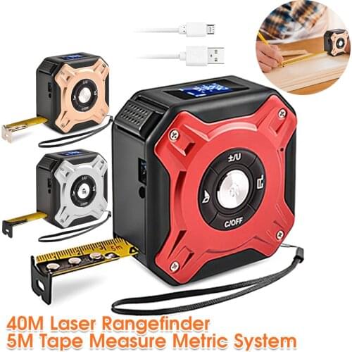 Laser Measure Tape 200mAh USB Rechargeable Portable 40M Rangefinder Digital 5M Distance Metric Tape Measuring Tools