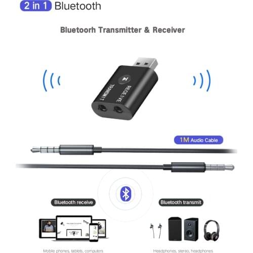 Kebidu Mini Transmitter Receiver Bluetooth 5.0 Audio Adapter Stereo AUX RCA USB 3.5mm Jack For TV PC Car Kit Wireless Adapter