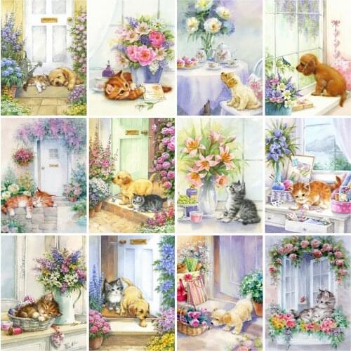 MomoArt Full Square Diamond Painting Cat 5D DIY Diamond Embroidery Garden Animal Handmade Gift Home Decorations