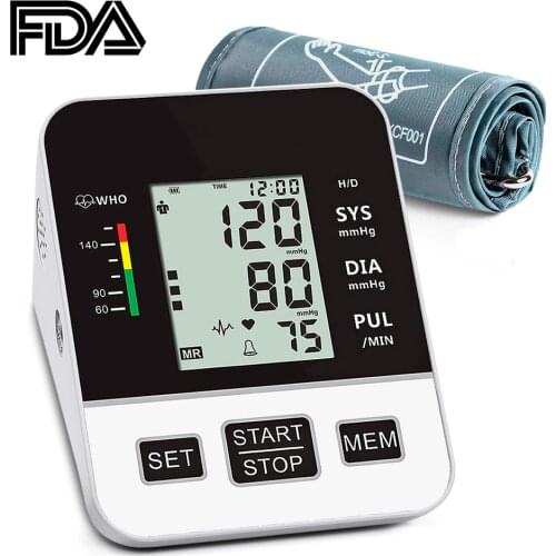 Home Blood Pressure Monitor Upper Arm Automatic Digital LCD Large Cuff Blood Pressure Monitors Medical BP Heart Rate Pulse Meter