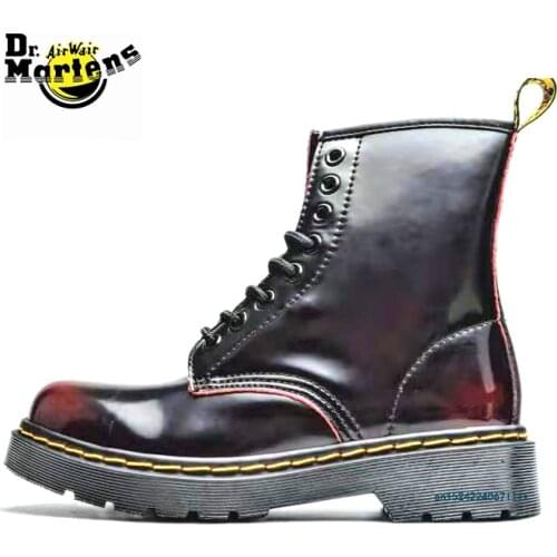 Dr.Martens Men and Women 1460 Smooth Leather Rub Red Doc Martin Punk Boots Unisex Durable 8 Eyes Motorcycle Casual Shoes 35-44