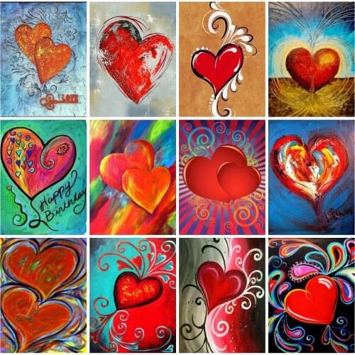EverShine Painting By Numbers Heart DIY Coloring By Numbers Art Drawing Canvas Wall Set Handmade Hobby Home Decor