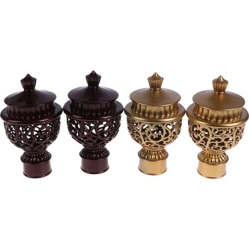 New 2Pcs Multiple Sizes Curtain Rod Cap Finials Plastic Vintage Drapery Rail Ends