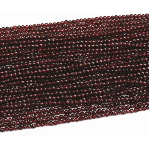 Natural stone 2mm 3mm red garnet stone beads round loose spacers accessories beads fashion women elegant diy jewelry 15inch B438