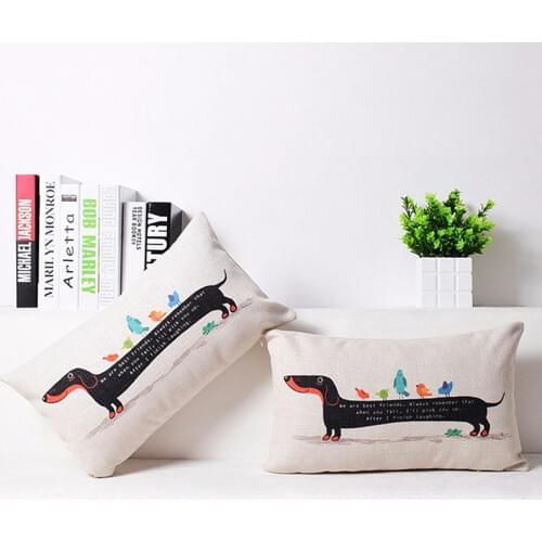 30x50 cm Linen Cotton Rainbow Sausage Dogs Custom Cushion Cover Dachshund Pillow Cover Throw Pillow Case Decorative Cushion