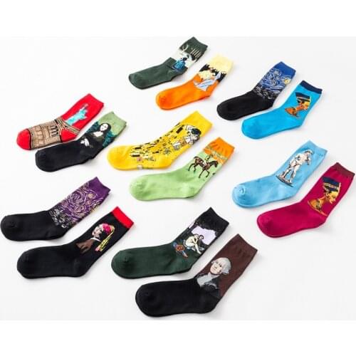 2021 young new fashion socks popular style mens socks personality retro European and American Star Cotton Socks Man