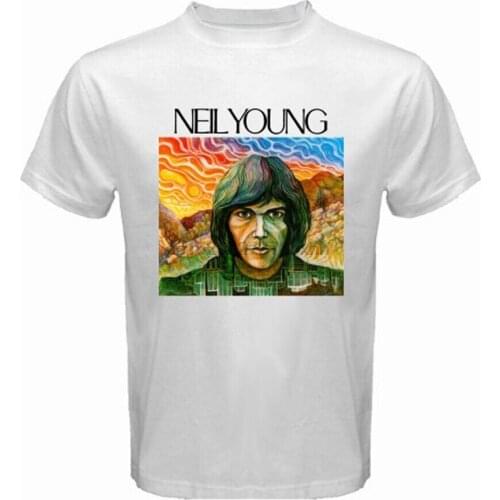 New NEIL YOUNG CRAZY HORSE Rock Music Legend Mens White T-Shirt Size S to 3XL