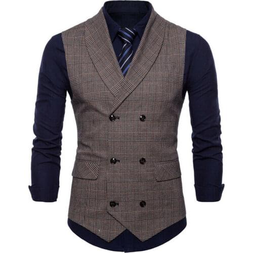 Fashion New Size M-3XL Men Formal Casual Business Jackets Fit Waistcoat Vest Suit Plaid Coat Tops