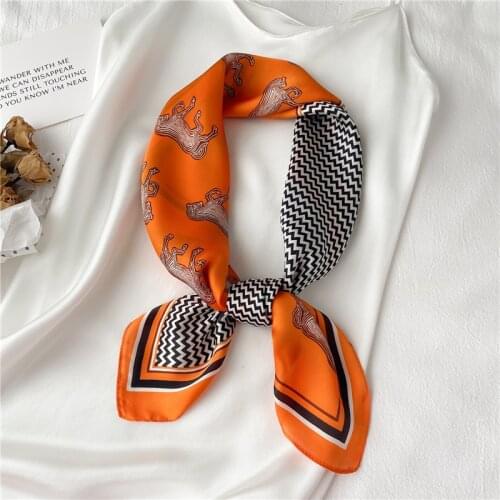 New 70cm Square Neck Hair Band Scarves for Ladies Design Horse Print Foulard Headband Scarves Summer Neckerchief Bandana
