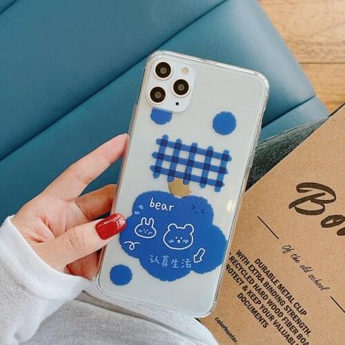 Transparent cute Bunny bear cartoon Phone Case for coque iPhone 7 8 6 Plus case silicone cover for iPhone 11Pro MAX X XR XS case