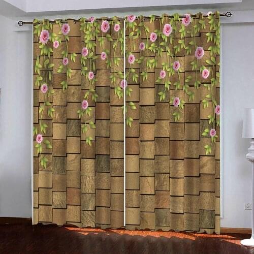 Luxury 3D Blackout Curtains Window Golden stone flowers Bedroom Curtain Modern Office Hotel kitchen Home Wall Decorative