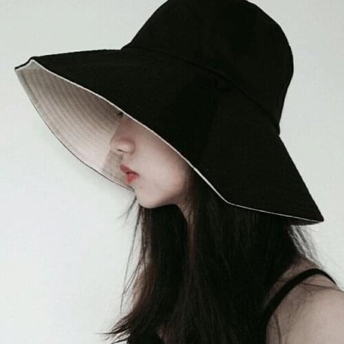 Hat children 2020Korean version net red fisherman hat Japanese anti ultraviolet double side large Brim Sun Hat cover face female