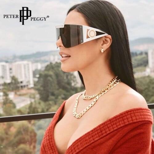 Oversized Goggle Sunglasses Luxury Designer Shades UV400 Vintage Glasses One Lens Steampunk Sun Glasses Female Oculos De Sol