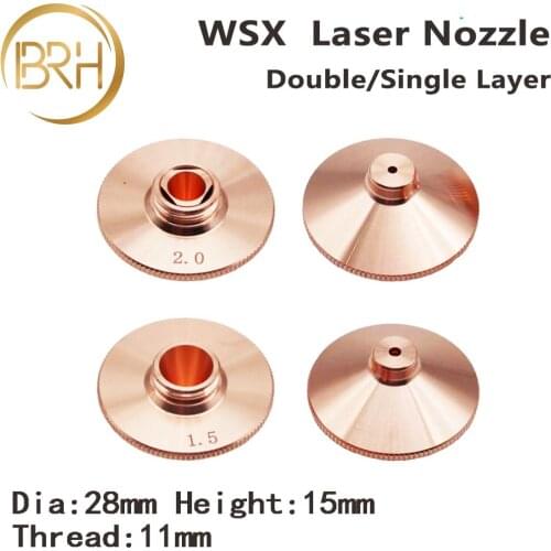 BRH10pcs/lot WSX New Laser Nozzles WPCT Double/Single Layer Dia.28 H15 M11 WSX Fiber Laser Head Parts Factory Sales
