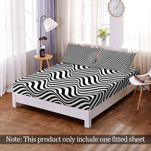 Custom Modern Elastic Band Bed Sheet 3D Print Fashion Zebra Pattern Fitted Sheet Bedroom Flats Home Decor Queen King Adult