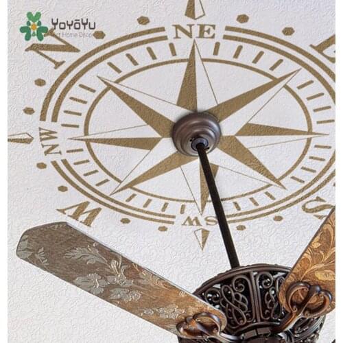 Special Metallic Ceiling Compass Decal Popular Nautical Beach Decor Removable Gold Copper lamp chandelier Wall Sticker NY-433