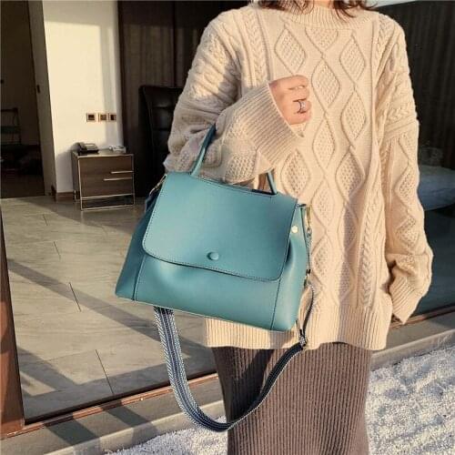Women bag PU Bucket Wide strap Solid Soft Fashion high-capacity handbag shoulder bag crossbody luxury Euro-America style