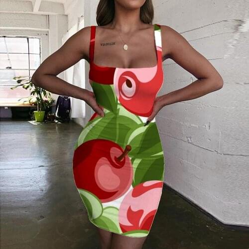 Giyu Brand Novelty Dress Women Fruit 3d Print Cartoons Vestido Sexy Harajuku Ladies Dresses Womens Clothing Summer Beach Beach